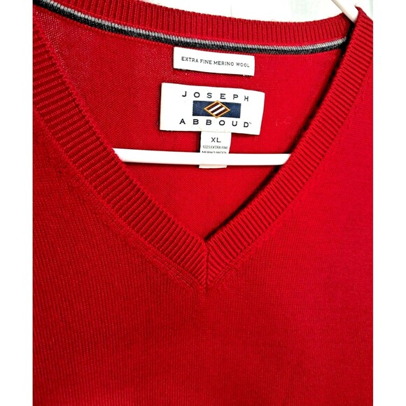 100% Extra Fine Merino Wool Pullover Sweater Vest Solid Red Joseph Abboud XL - Picture 4 of 5